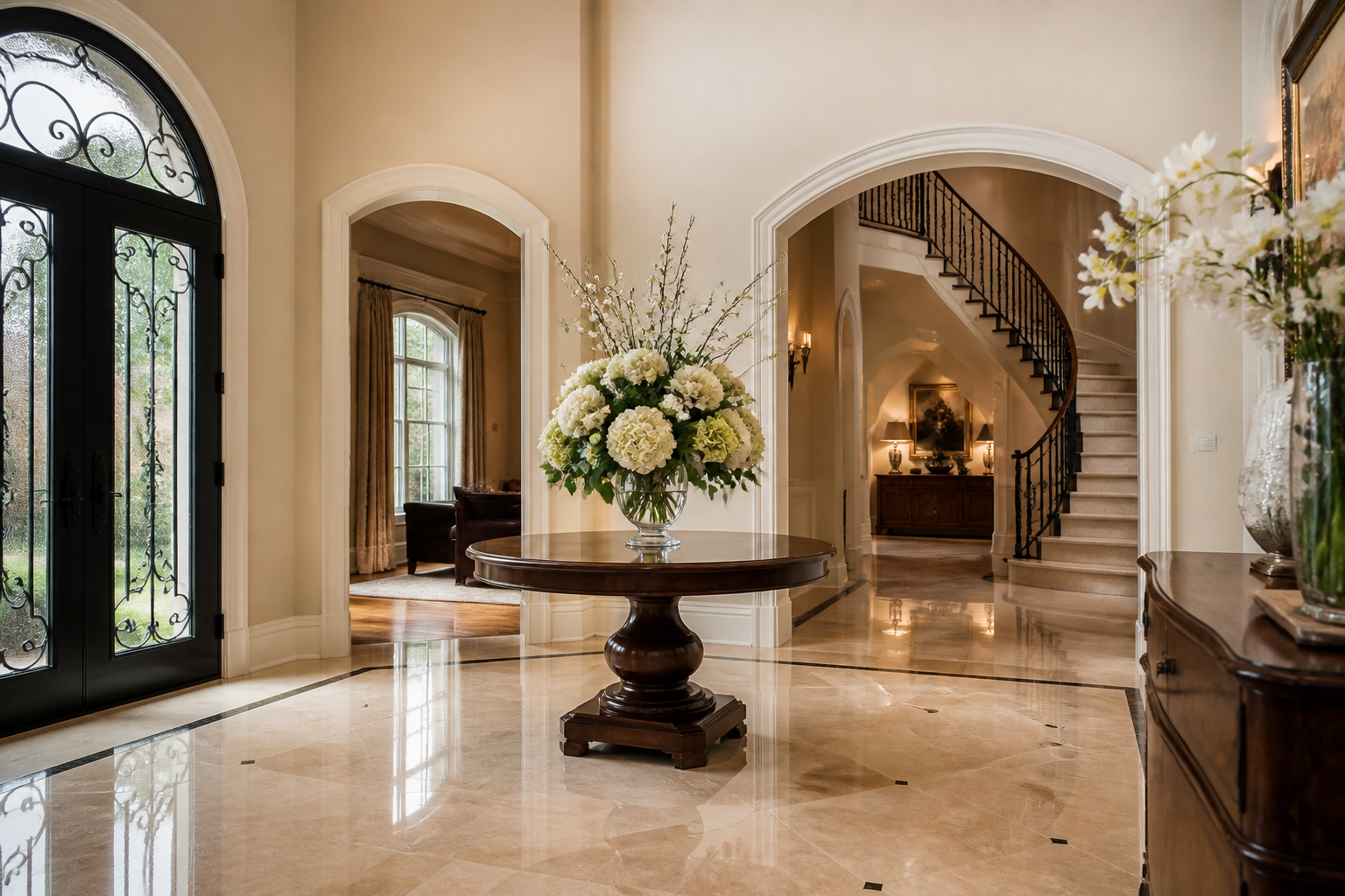 Bright foyer welcoming you home